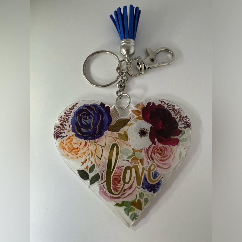 Love flowers acrylic Bag Charm keychain